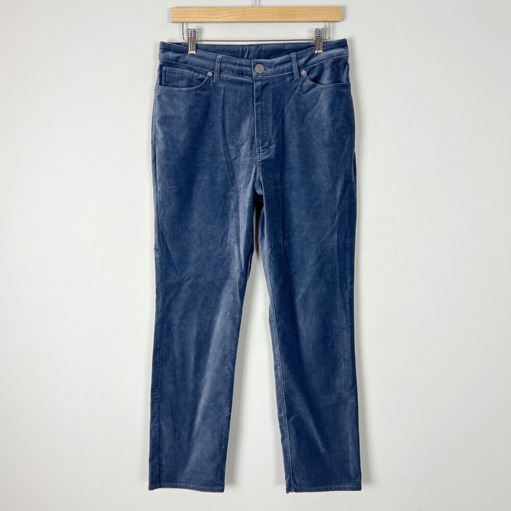 Soft Surroundings Blue Velvet Pants Straight Leg Winter Holiday Size 8 Women's